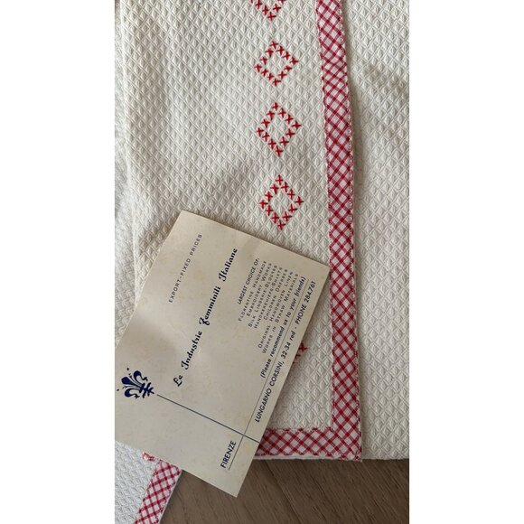 Vintage La Industrie Formilli Firenze Infant Baby Apron & Towel Set Cotton Red - Picture 2 of 2